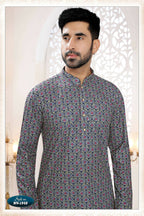 Joban Fashion Men's Blue Straight Rayon Thread And Sequence Embroidery All Over Kurta Set | Grocsy