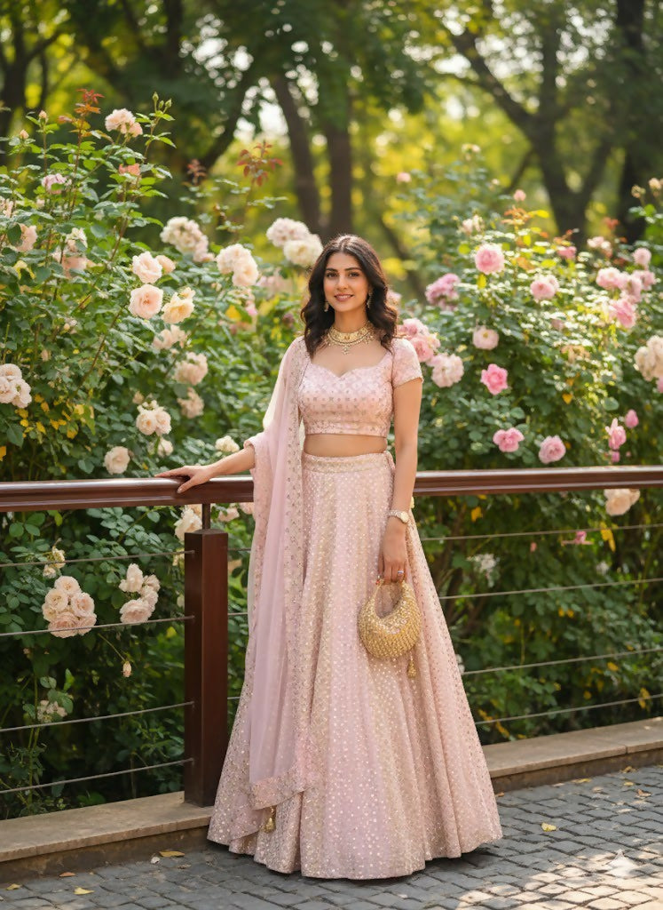 Lehenga Mart Designer Indian Wedding Lehenga Choli-Pink | Grocsy