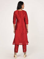 Cheera Women's Beautiful Hand Embroidered Motif All-Over Straight Silk Kurta Set (CH069K) | Grocsy