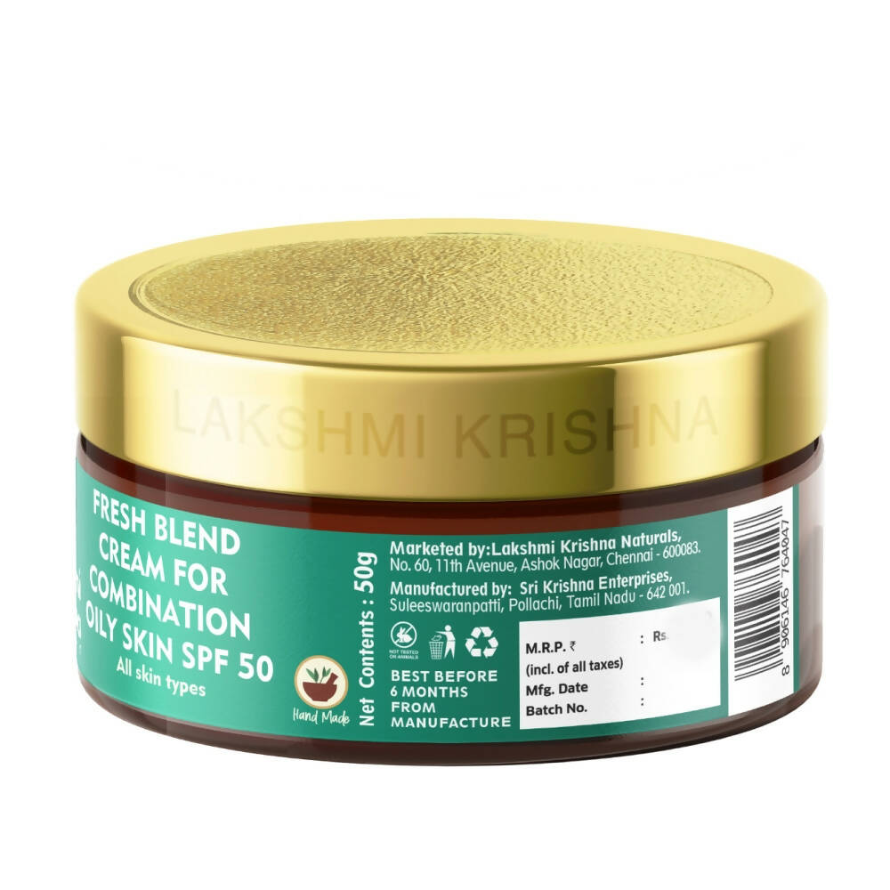Lakshmi Krishna Naturals Fresh Blend Cream For Combination Oily Skin SPF 50 | Grocsy