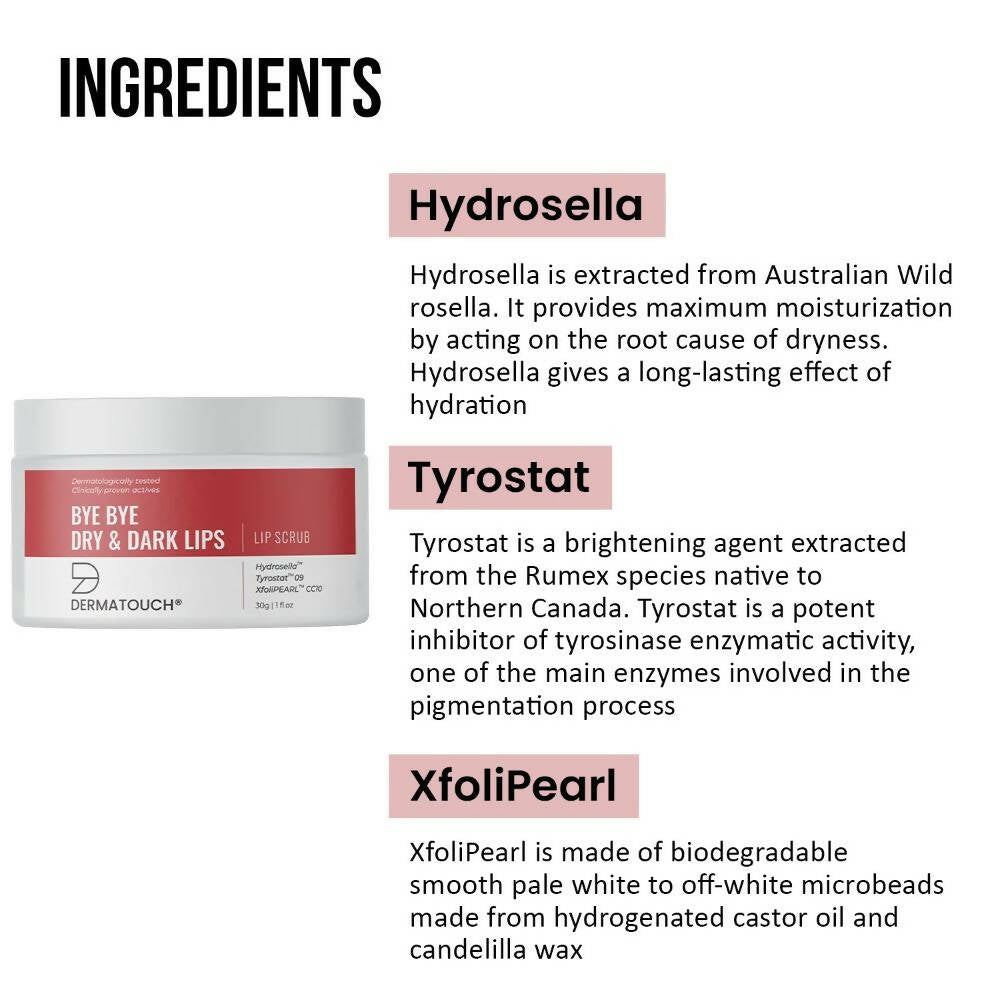 Dermatouch Bye Bye Dry & Dark Lips Lip Scrub | Grocsy