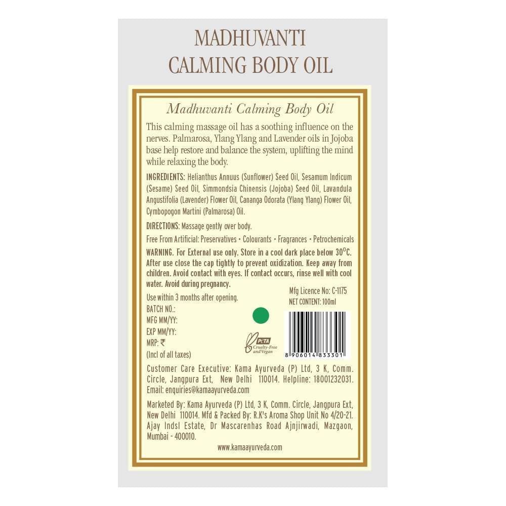 Kama Ayurveda Madhuvanti Calming Body Oil 100ml | Grocsy