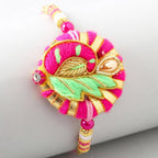 Bright Peacock Zardosi Rakhi & Kaju Katli Box | Grocsy