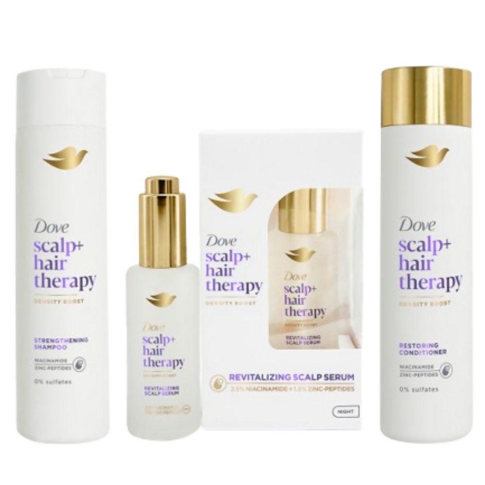 Dove Scalp + Hair Therapy Revitalizing Serum + Sulphate Free Shampoo & Conditioner Combo | Grocsy