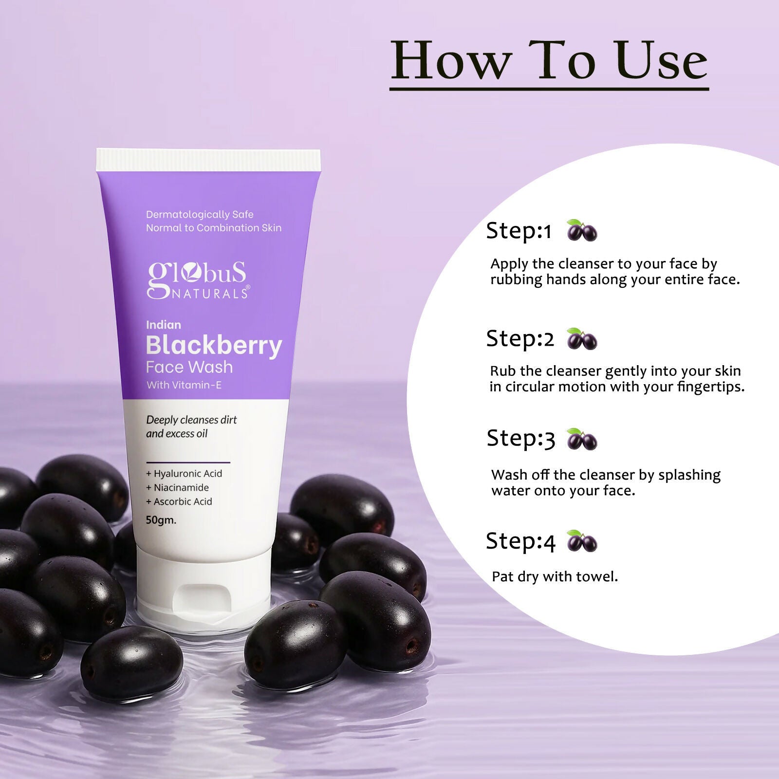 Globus Naturals Indian Blackberry Face Wash with Vitamin E | Grocsy