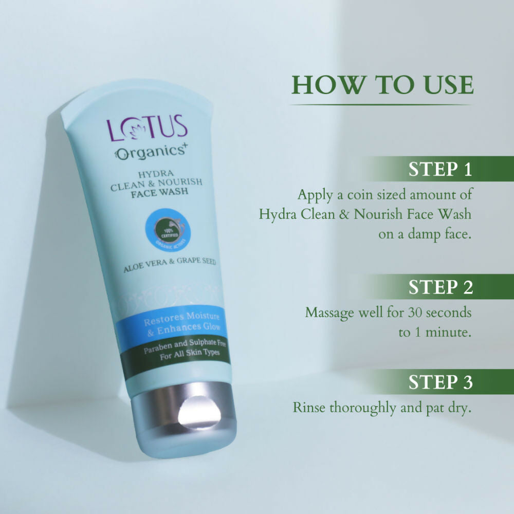 Lotus Organics Aloe Vera & Grape Seed Hydra Clean & Nourish Face Wash | Grocsy