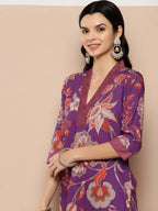 Ahalyaa Women's Traditional wear Kurta - Purple | Grocsy