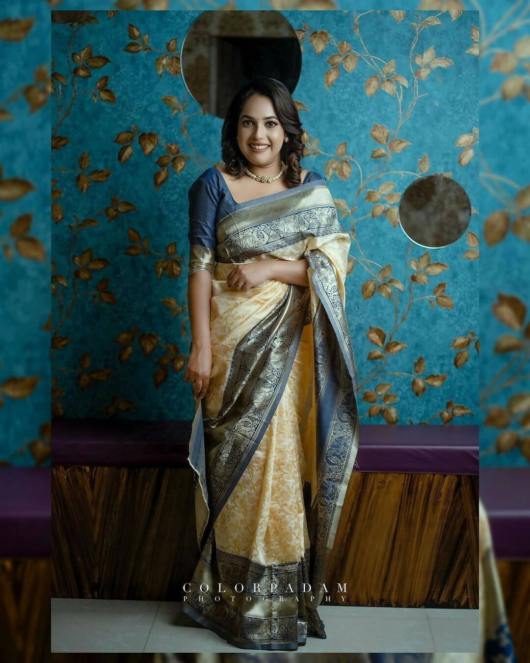 DEIANA'S Beautiful Designer Golden zari Soft Lichi Silk Saree - White | Grocsy