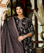 Miravan Women's Embroidered Multi Colour Anarkali Kurta With Palazzo And Dupatta | Grocsy