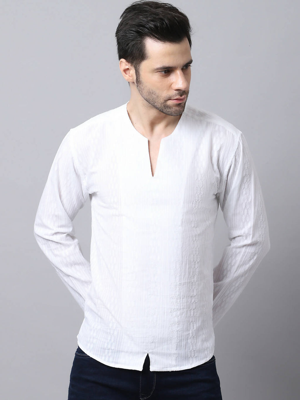 Even Apparels White Pure Cotton Embroided Men's Kurta | Grocsy