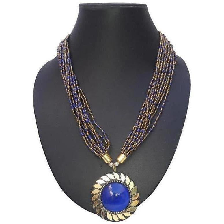 MS Fashion India Latest Traditional Blue Color Beads Necklace For Women | Grocsy