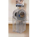 MS Fashion India Round Shape Silver Color Earrings With Hanging Chains | Grocsy