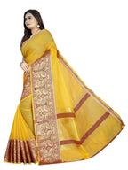 Vamika Banarasi Jaquard Yellow Weaving Saree | Grocsy