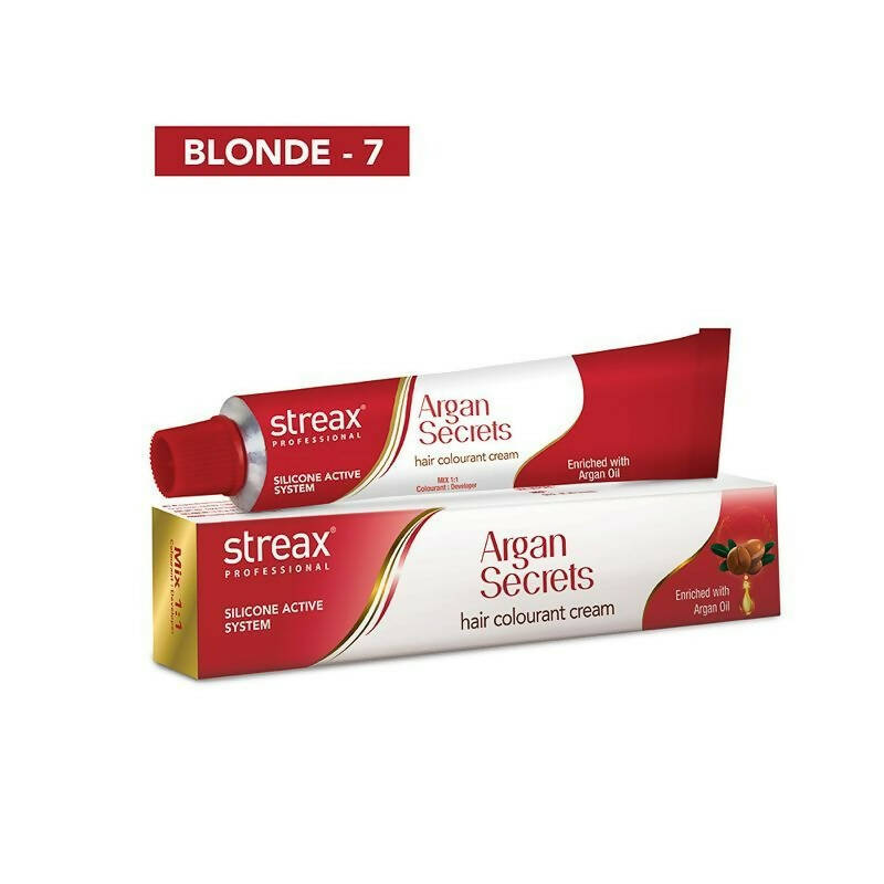 Streax Professional Argan Secrets Hair Colourant Cream - Blonde 7 | Grocsy