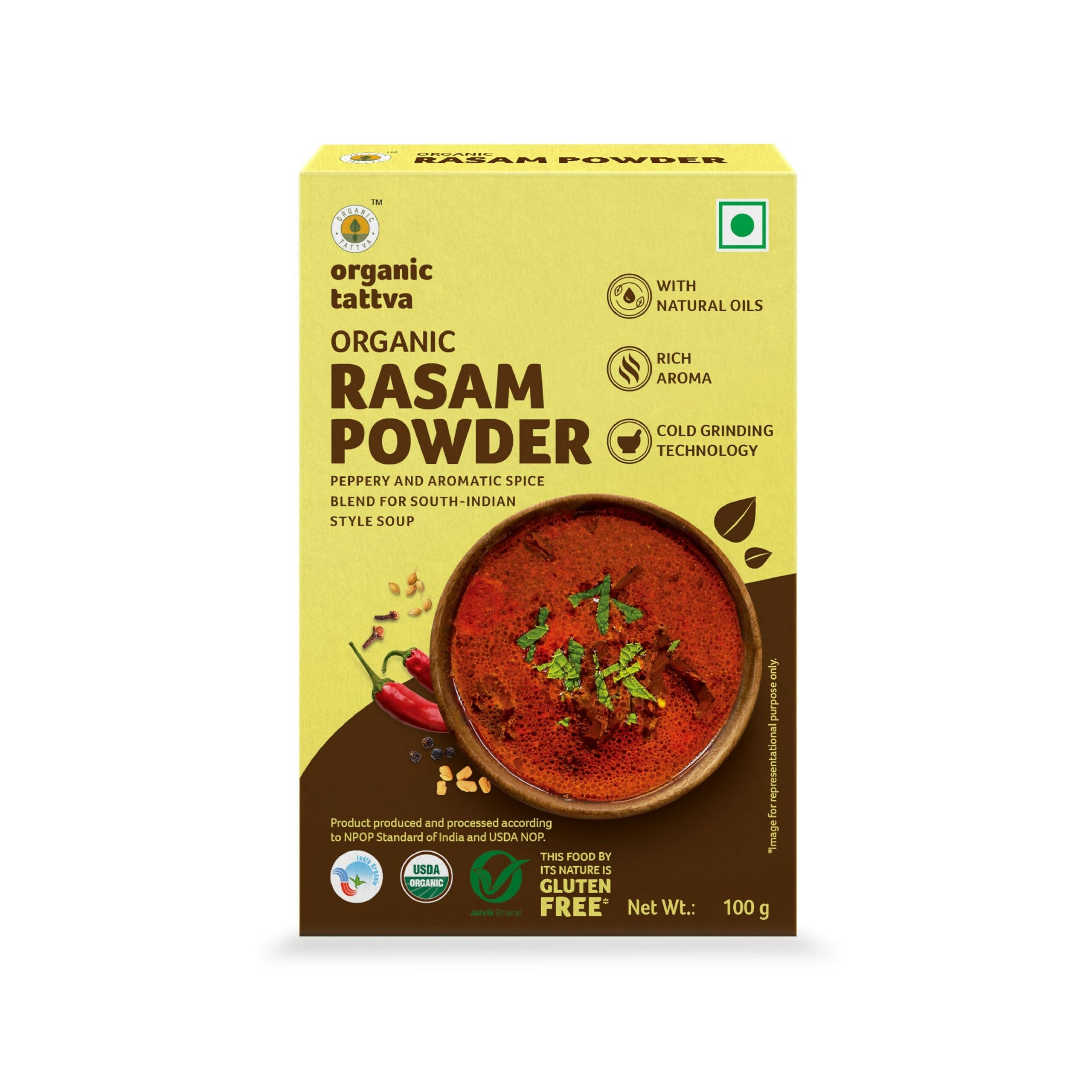Organic Tattva South-Indian Masala Combo (100 Gm Each)- Sambar Powder, Rasam and Biryani Masala | Grocsy