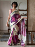 Suta Beige Floral Pure Cotton Saree | Grocsy