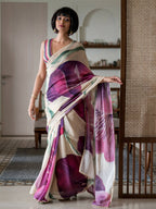 Suta Beige Floral Pure Cotton Saree | Grocsy