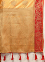 Lorenvalley Fashion Gold Cotton Woven Design with Zari Weaving Design Saree | Grocsy