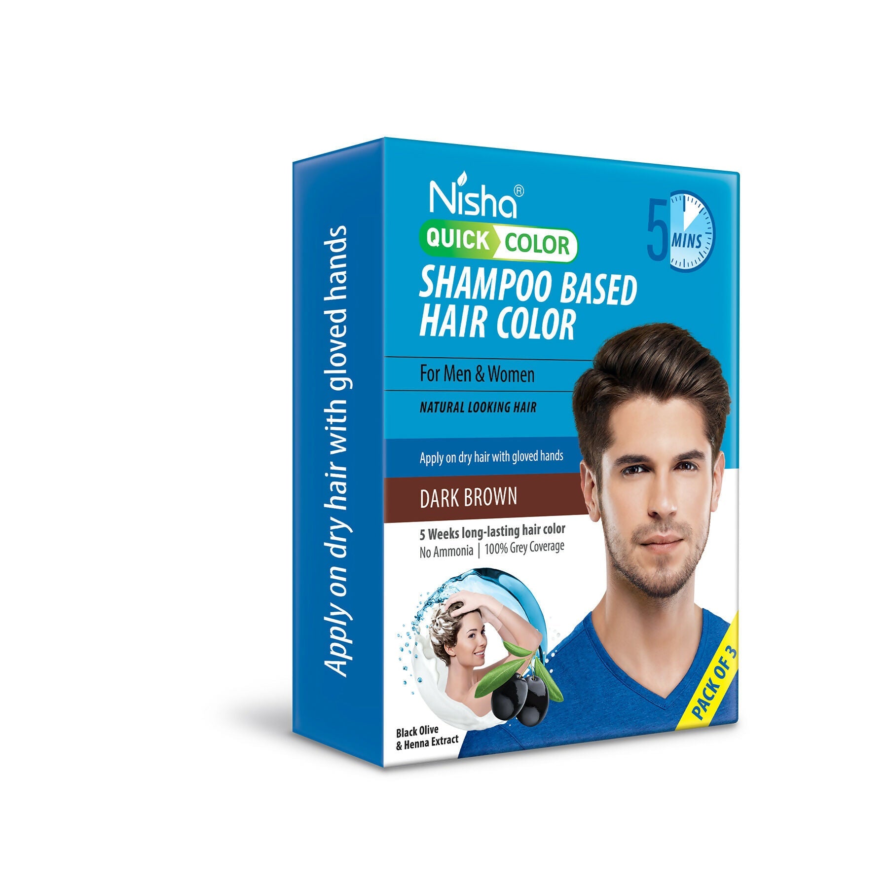 Nisha Quick Color Shampoo Hair Color,Dark Brown | Grocsy