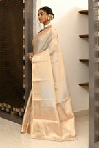 Joban Fashion Cream Saree Soft Tissue Plane | Grocsy
