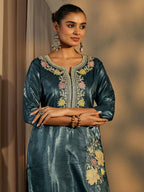 Teeya Creation Teal Color Barsana Silk Pakistani Style Salwar Suit | Grocsy