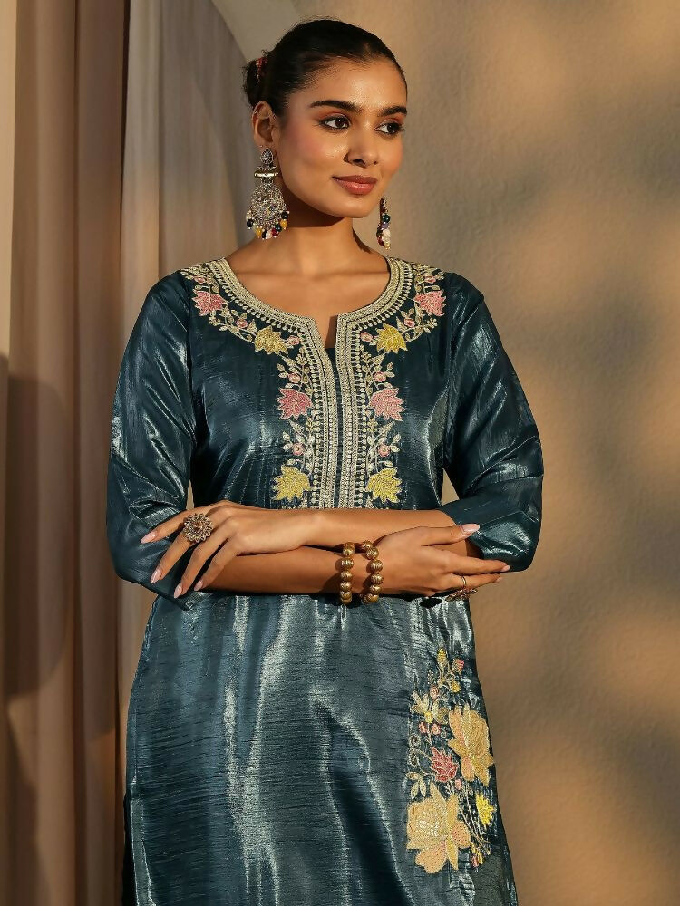 Teeya Creation Teal Color Barsana Silk Pakistani Style Salwar Suit | Grocsy