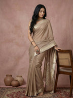 Shree Shyam Fashion Beige Cotton Saree | Grocsy