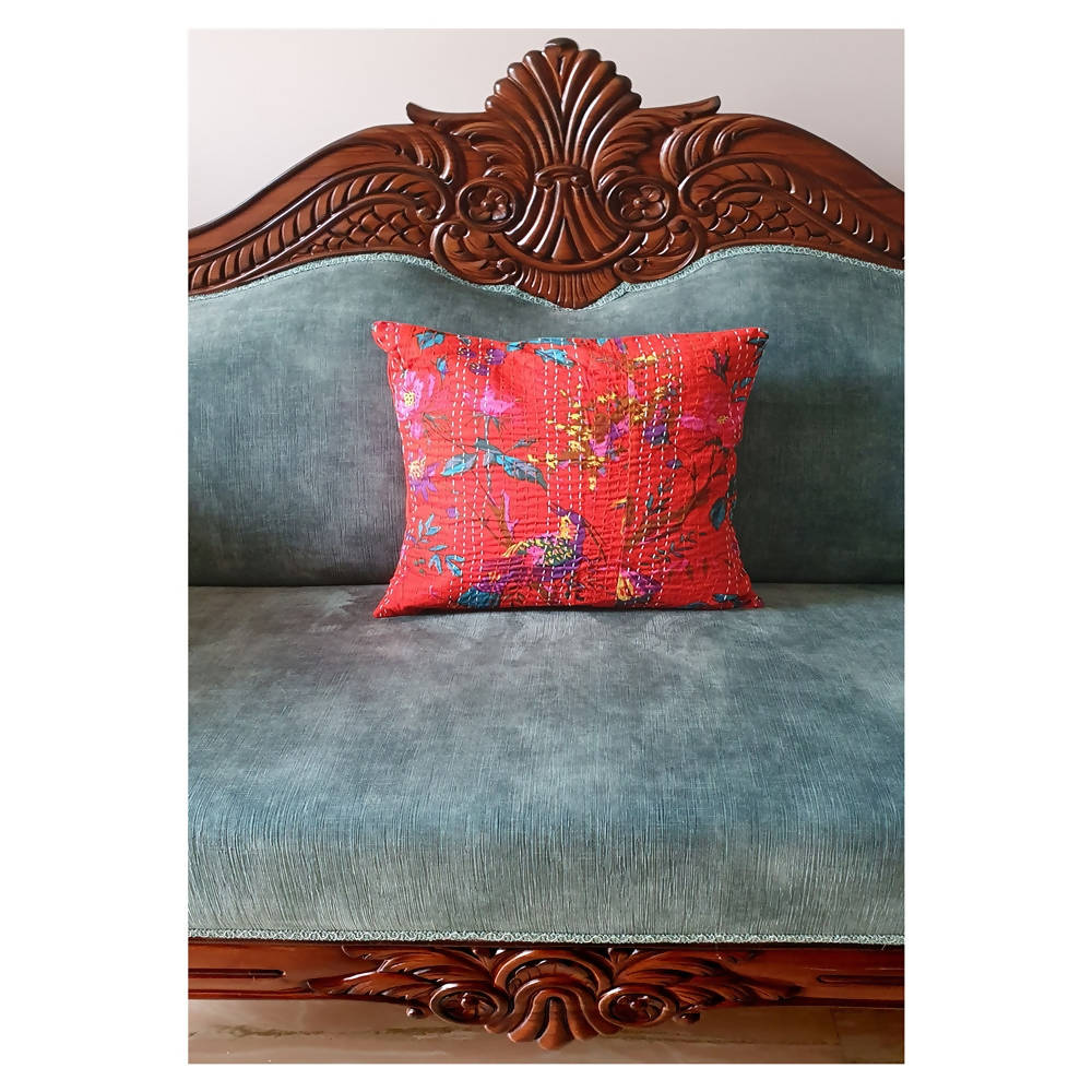 The Decor Nook Orange Base With Birds Print Cushion Cover | Grocsy
