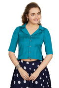 Aastha Fashion Women's Women's Firozi Art Silk Button Readymade Blouse | Grocsy