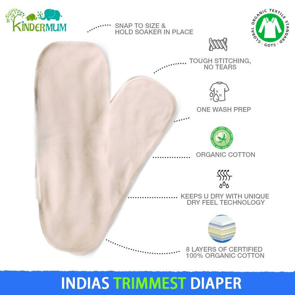 Kindermum Nano Pro Aio Cloth Diaper (With 2 Organic Inserts And Power Booster)- Avo Cuddle For Kids | Grocsy