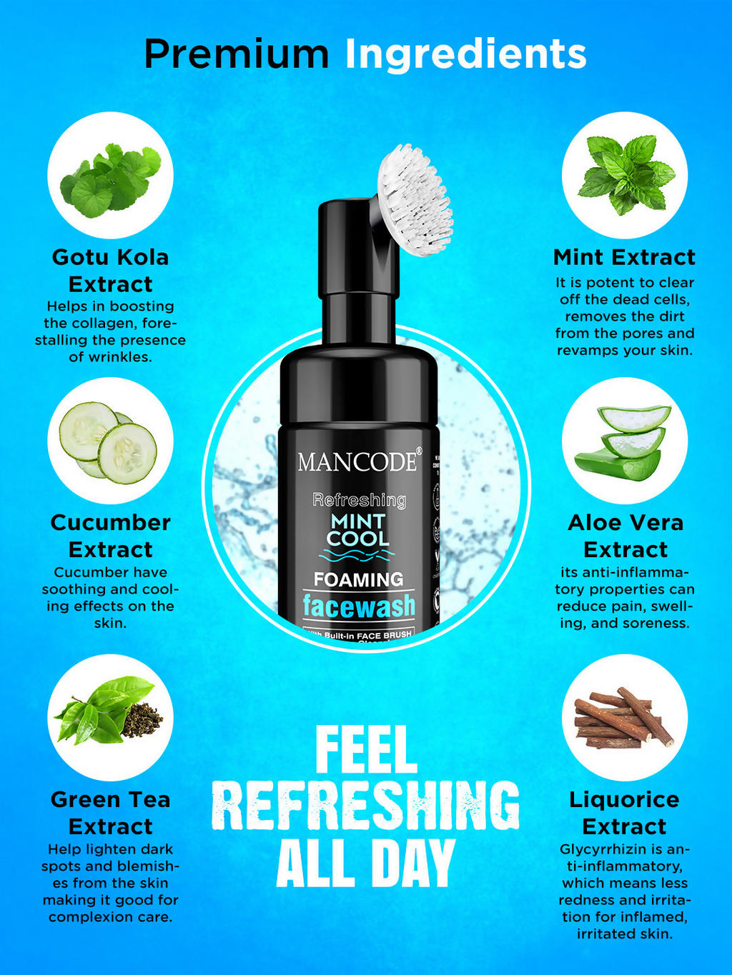 Mancode Refreshing Mint Cool Foaming Face Wash | Grocsy