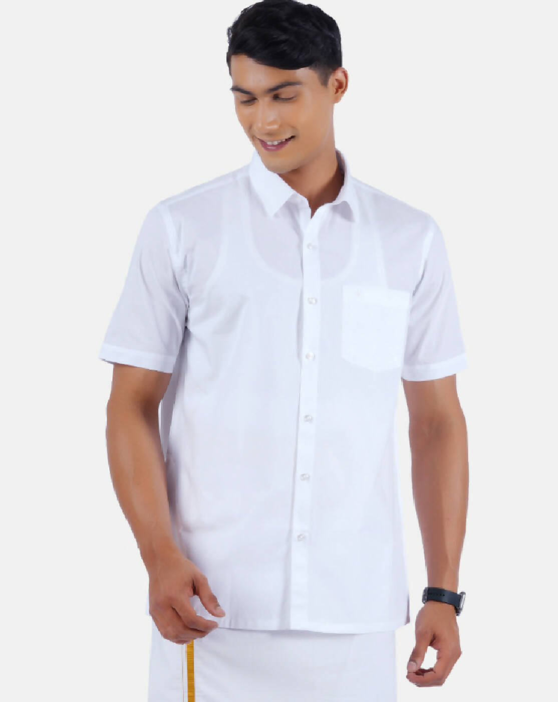 Ramraj Cotton Mens 100% Cotton Half Sleeve White Shirt | Grocsy