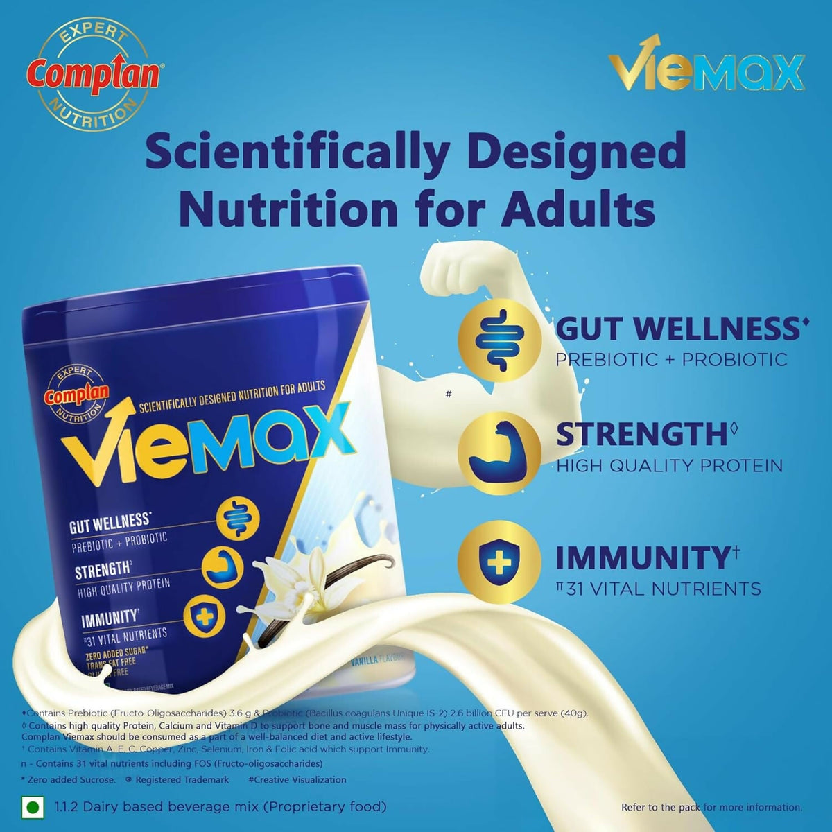 Complan Viemax - Scientifically Designed Nutrition For Adults (Vanilla Flavour) | Grocsy