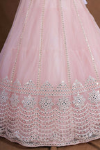 Pink Zari Foil Mirror Embroidery Work Lehenga Choli With Dupatta - Jihu Culture | Grocsy