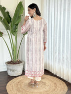 White Multi Viscose Chanderi Stitched Suit With Dupatta - Tanisha | Grocsy