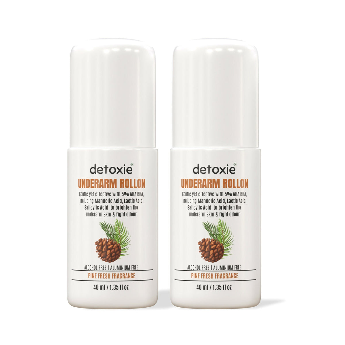Detoxie 5% AHA BHA Underarm Lightening Deo Roll On (Pine Fresh) | Grocsy