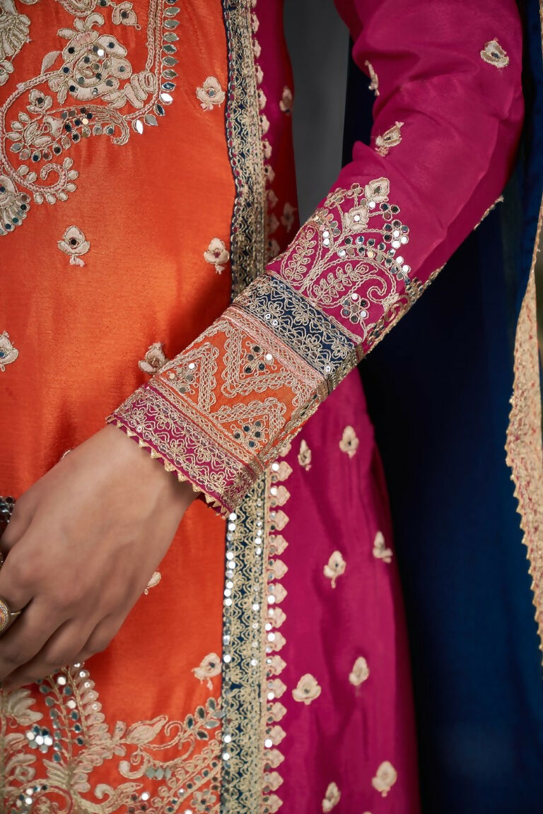 Partywear Designer Keshri Chinon Fabric suit - Shagun | Grocsy