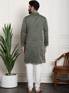 Sojanya Floral Printed Mandarin Collar Kurta With Churidar | Grocsy