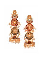 Shoshaa Maroon & Green Gold-Polished Contemporary Jhumkas Earrings | Grocsy
