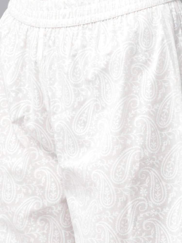 Yufta Grey and Off White Printed Kurta with Palazzo set | Grocsy