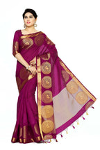 Mimosa Women's Purple Tussar Silk Banarasi Saree | Grocsy