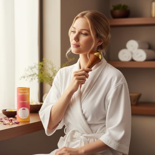 Livronic Face Acupoint Kansa Wand Massager with Teak Wood Handle for Detoxification and Deep Relaxation Natural Kansa 2 in 1 Bronze | Grocsy