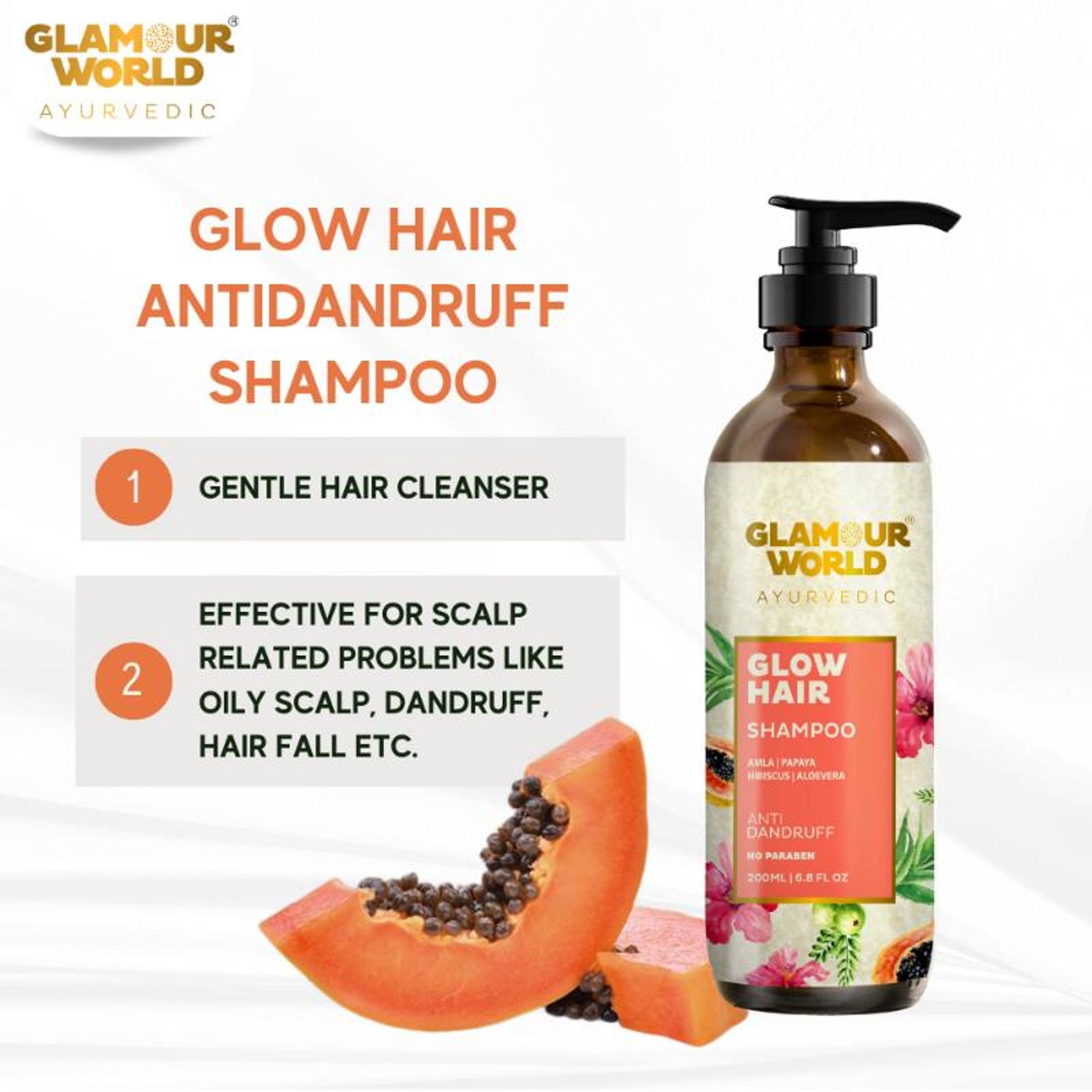 GLAMOUR WORLD AYURVEDIC Glow Hair Shampoo | Grocsy