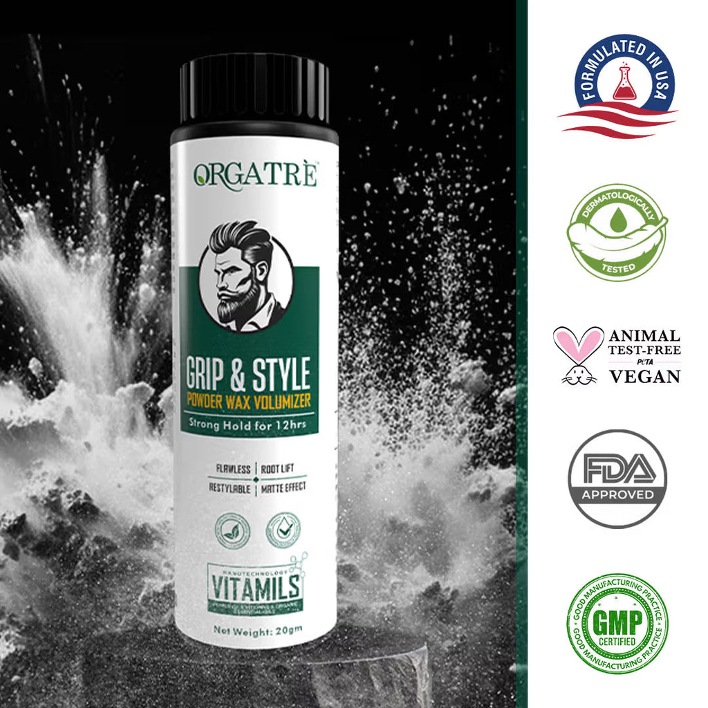 Orgatre Grip And Style Hair Volumizing Powder Wax, Strong hold For 12 Hrs Hair Wax | Grocsy