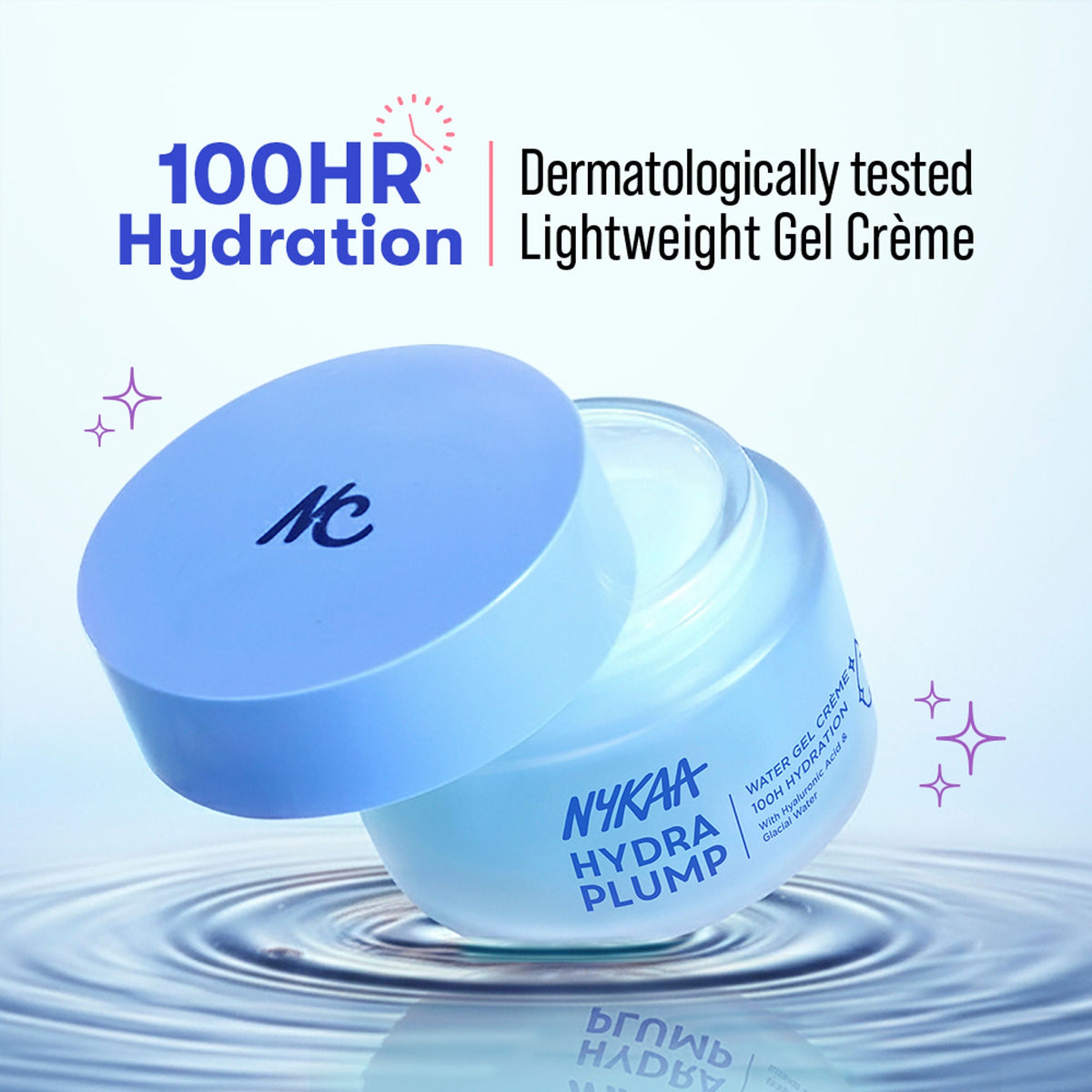 Nykaa Skin Hydra Plump Water Gel Creme Moisturiser, 100Hr Hydration, Normal, Dry & Combination Skin | Grocsy