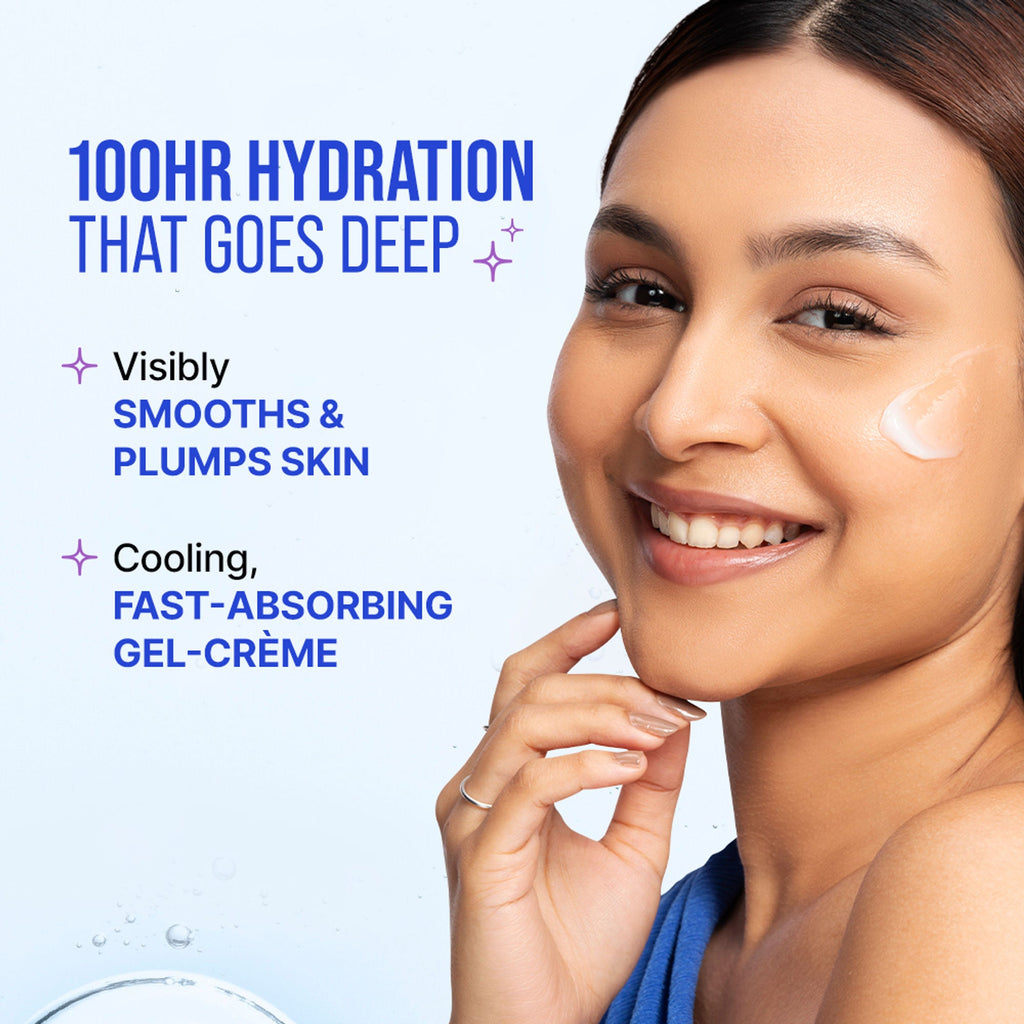 Nykaa Skin Hydra Plump Water Gel Creme Moisturiser, 100Hr Hydration, Normal, Dry & Combination Skin | Grocsy