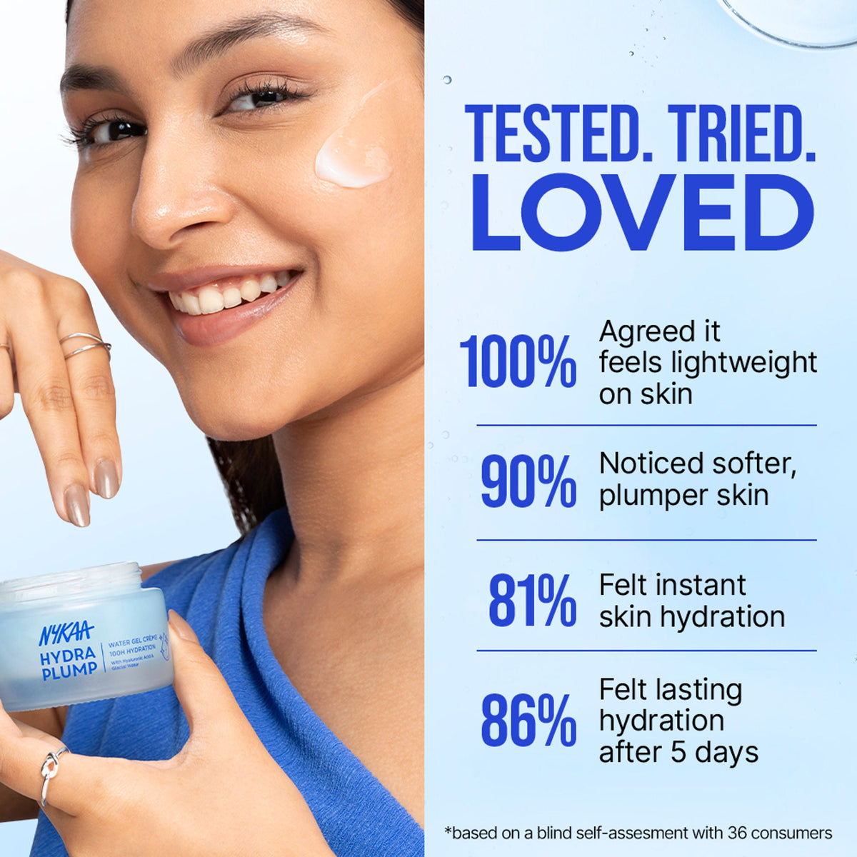 Nykaa Skin Hydra Plump Water Gel Creme Moisturiser, 100Hr Hydration, Normal, Dry & Combination Skin | Grocsy