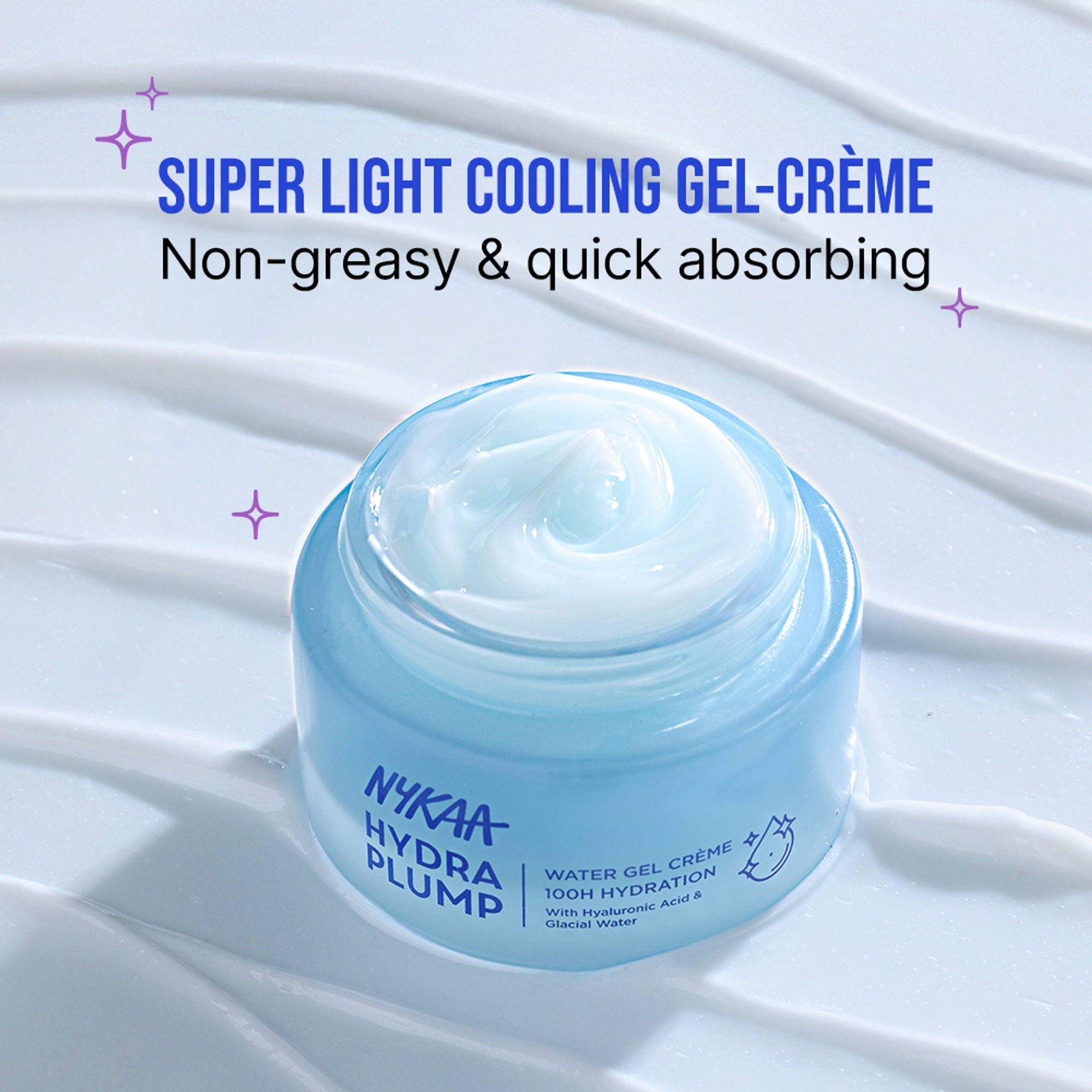 Nykaa Skin Hydra Plump Water Gel Creme Moisturiser, 100Hr Hydration, Normal, Dry & Combination Skin | Grocsy