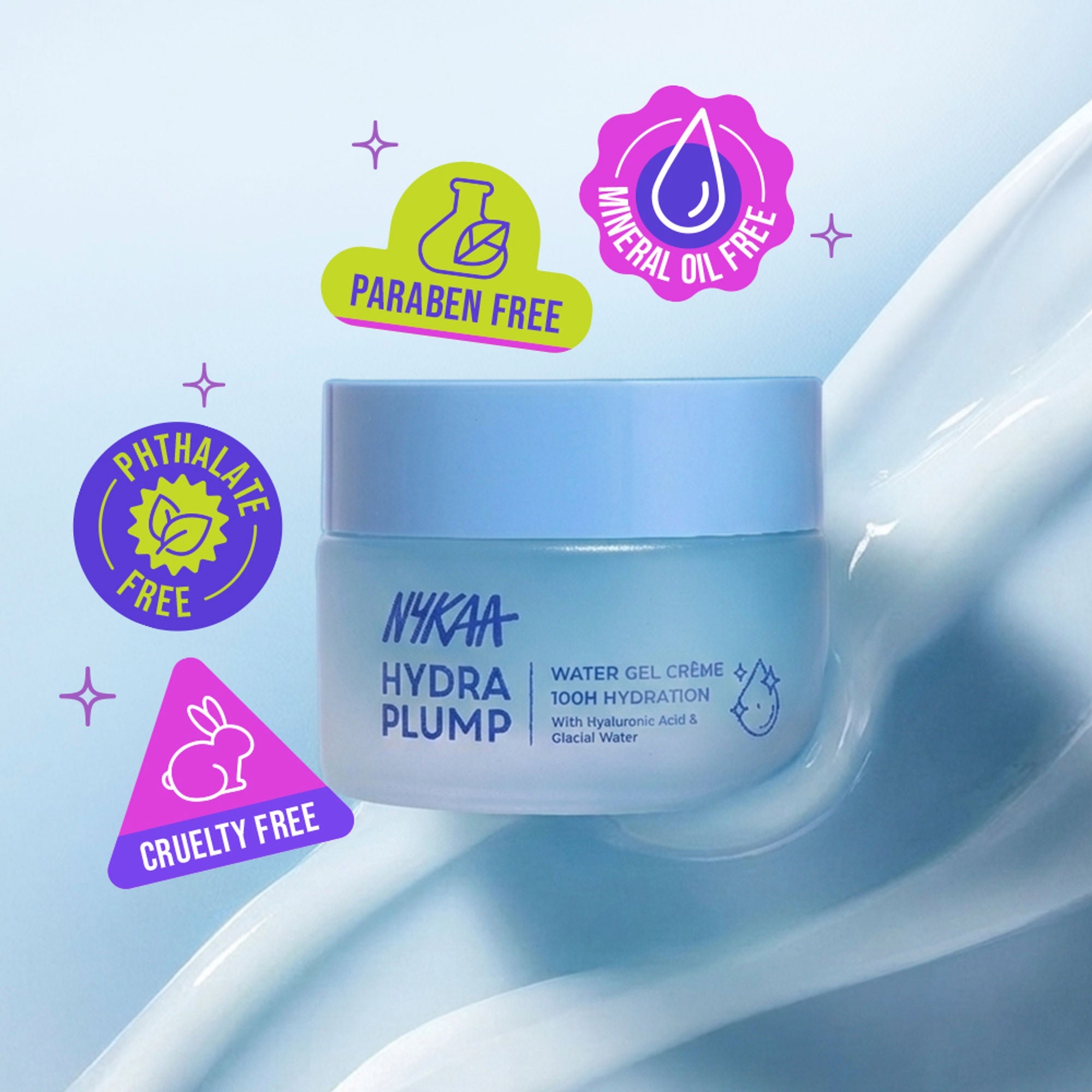 Nykaa Skin Hydra Plump Water Gel Creme Moisturiser, 100Hr Hydration, Normal, Dry & Combination Skin | Grocsy