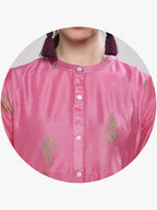Sangria Women Pink Printed Kurta with Trousers | Grocsy